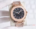 Copy Patek Philippe Aquanaut Black Dial Rose Gold Watches
